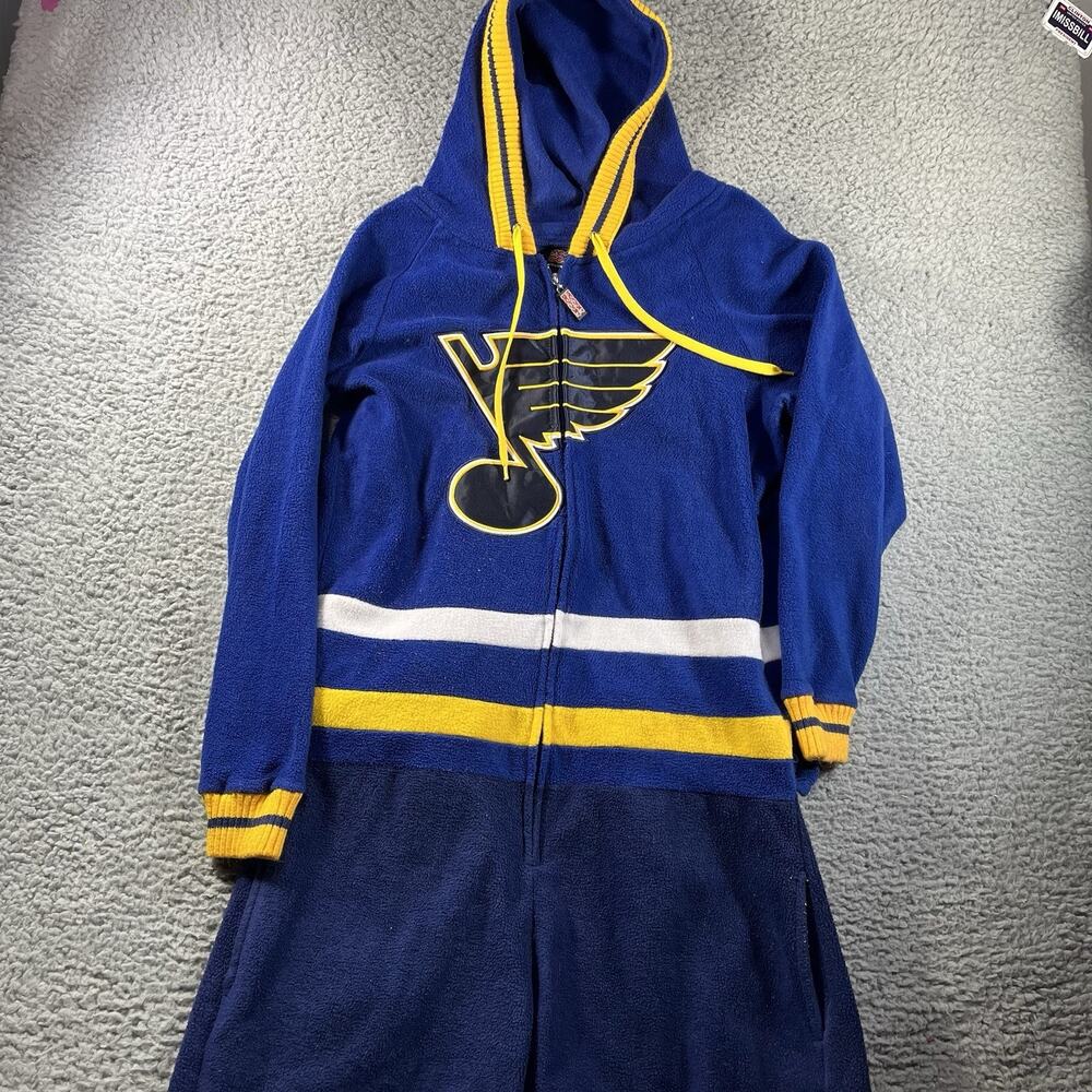 Hockey Sockey St Louis Blues Adult Medium Fleece Jumpsuit Pajamas